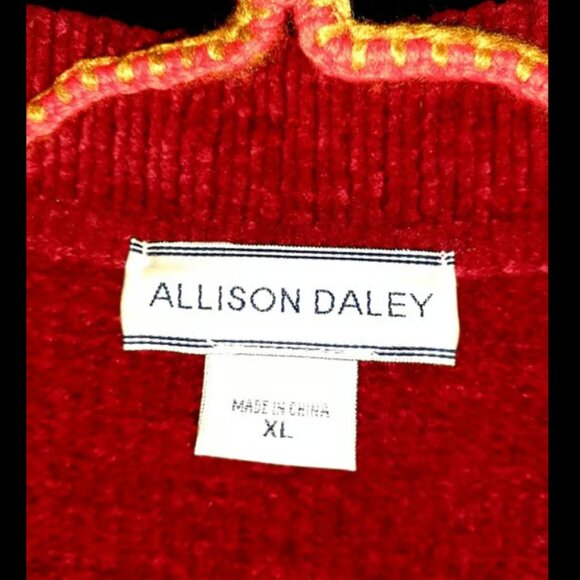 Allison Daley Women's Jacket Extra Large Red Chenille Full Zip for Christmas - Picture 4 of 9